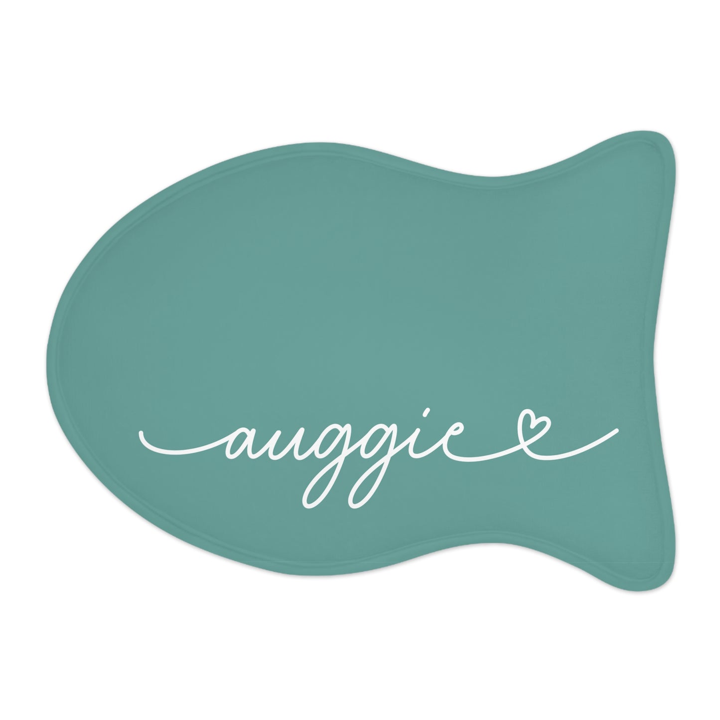 Personalized jade green dog food mat - detail view