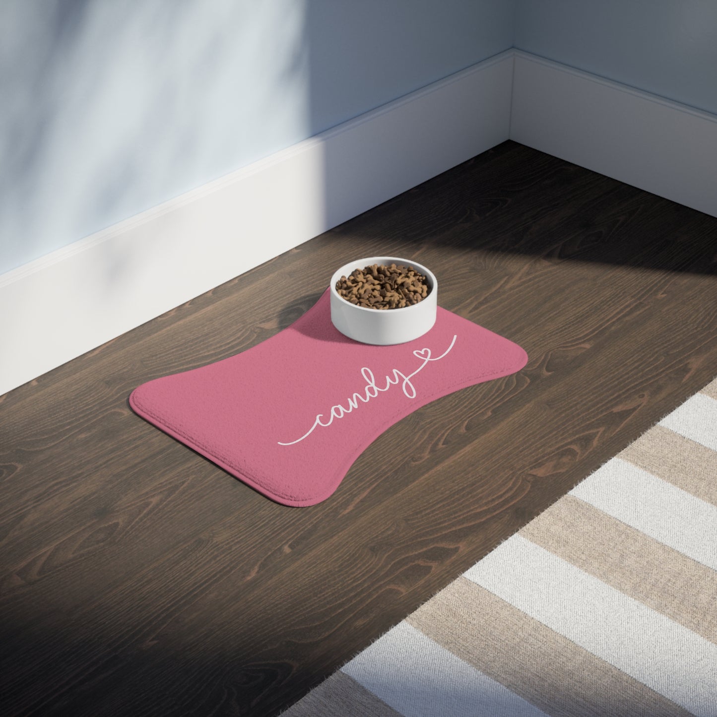 Personalized Candy Pink Dog Food Mat