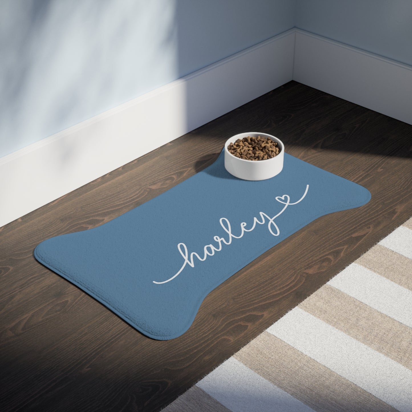 Personalized Jeans Blue Dog Food Mat