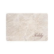 Beige Marble Personalized Dog Food Mat – Custom Name Pet Bowl Mat