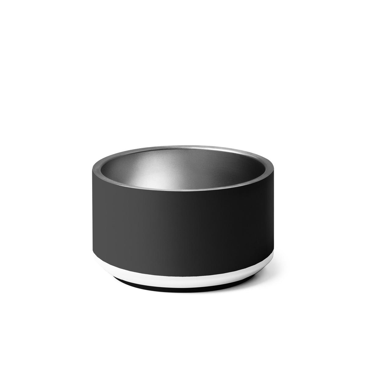 Back of the black and gold modern personalized dog bowl 18 oz