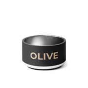 Black & Gold Modern Personalized Dog Bowl – Custom Name Stainless Steel Dog Food & Water Bowl