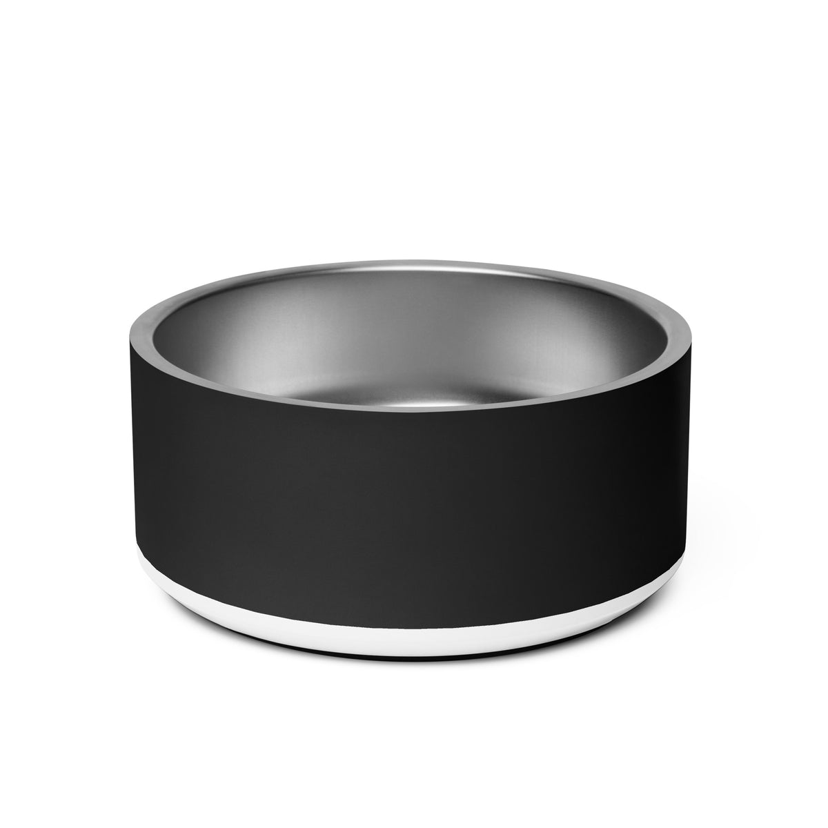 Back of the black and gold modern personalized dog bowl 32 oz