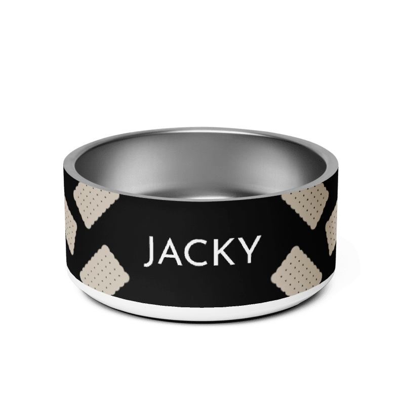 Black Biscuit Personalized Dog Bowl – Custom Name Stainless Steel Dog Food & Water Bowl