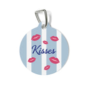 Blue Stripe Kiss Personalized Dog Tag – Custom Name Pet ID Tag