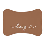 Caramel Personalized Dog Bowl Mat – Bone Shaped Pet Feeding Mat