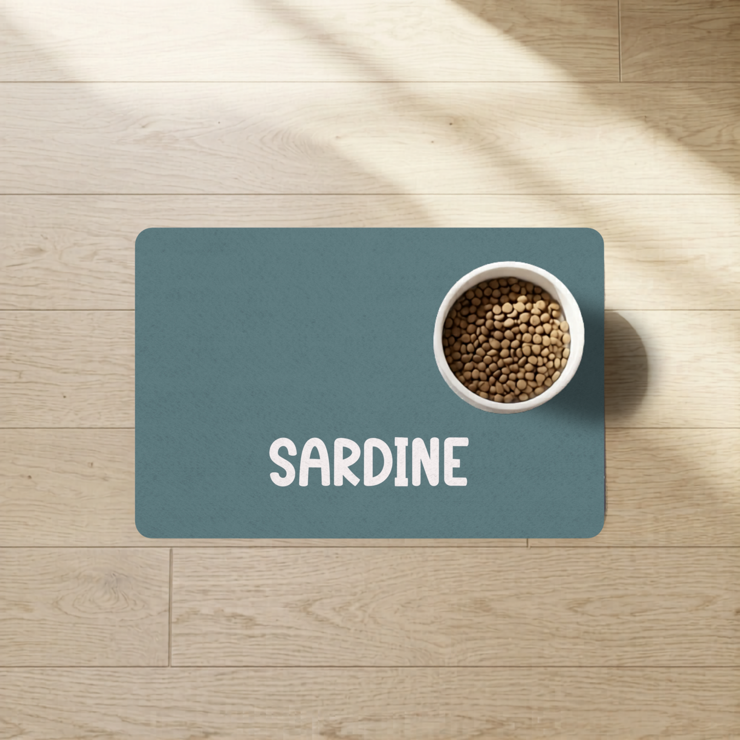 Personalized Petrol Blue Dog Food Mat | Custom Dog Placemat