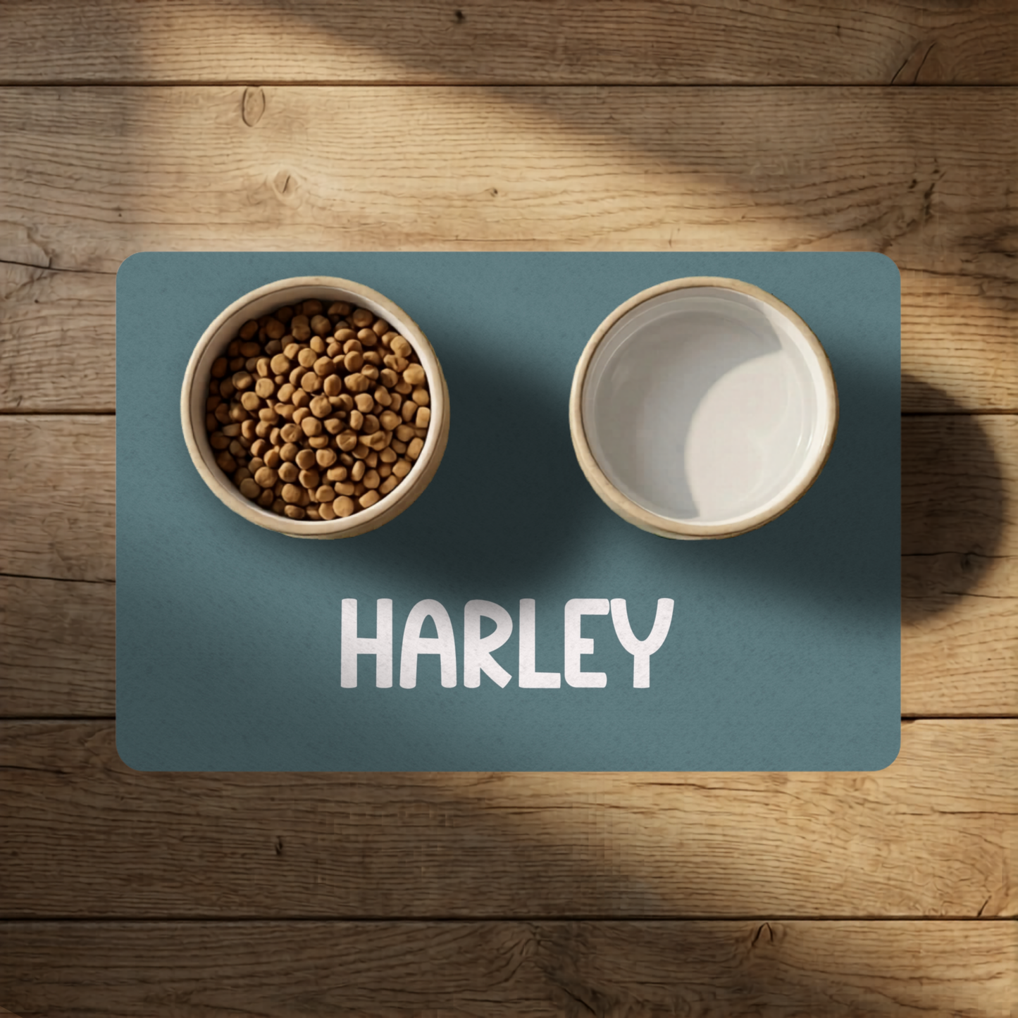 Personalized Petrol Blue Dog Food Mat | Custom Dog Placemat