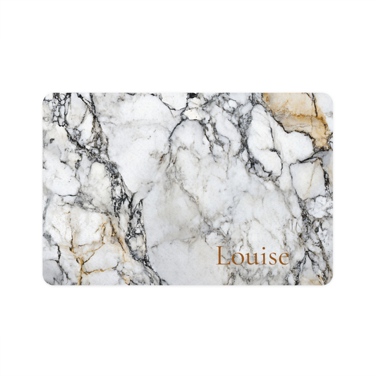 Personalized Brown Marble Dog Food Mat