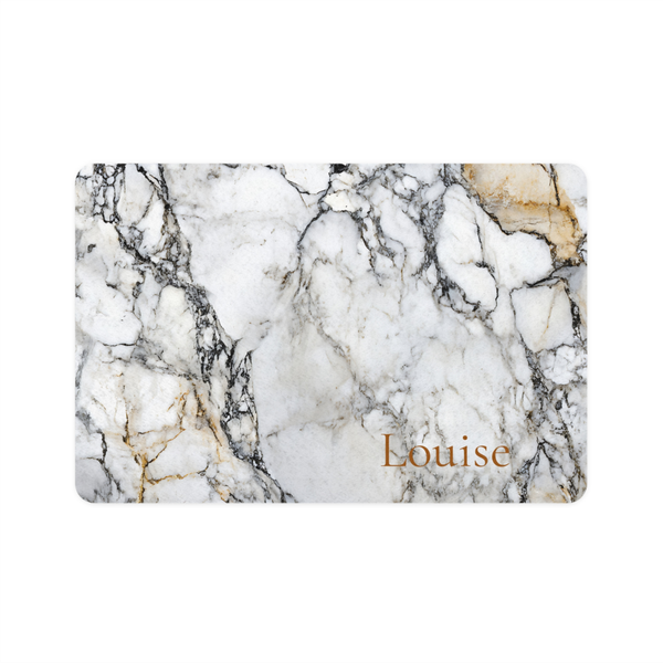 Personalized Brown Marble Dog Food Mat