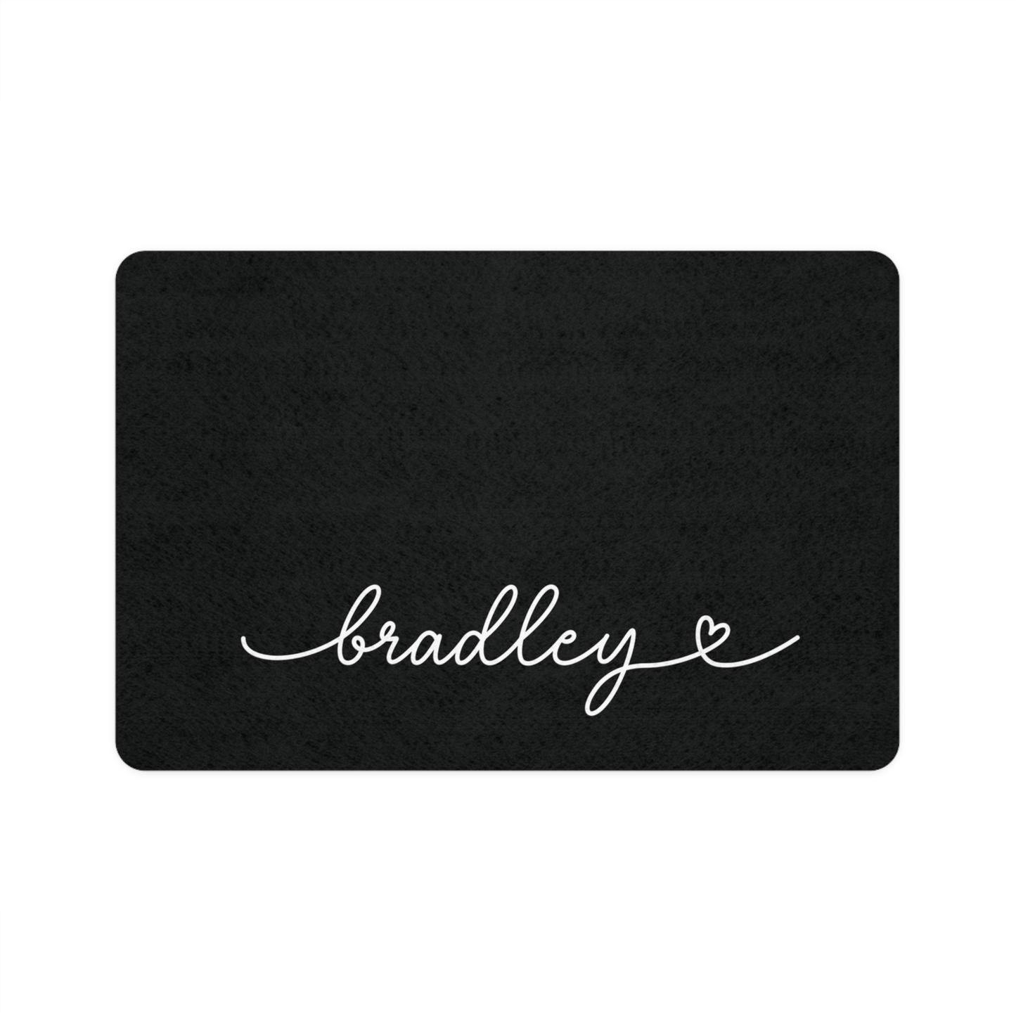 Personalized black dog food mat - front view