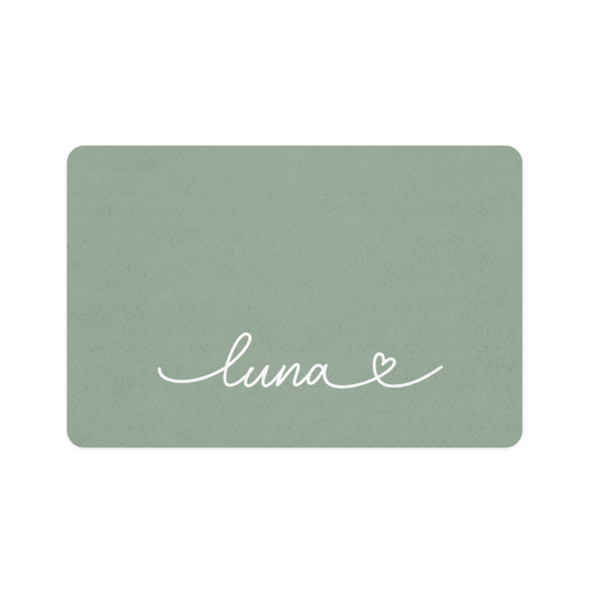 Personalized Sage Green Dog Food Mat