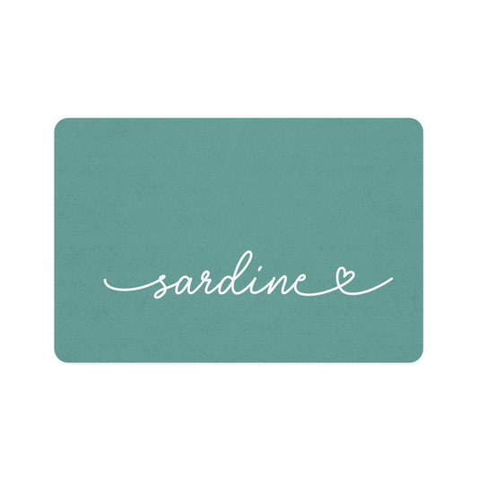 Personalized jade dog food mat - front view