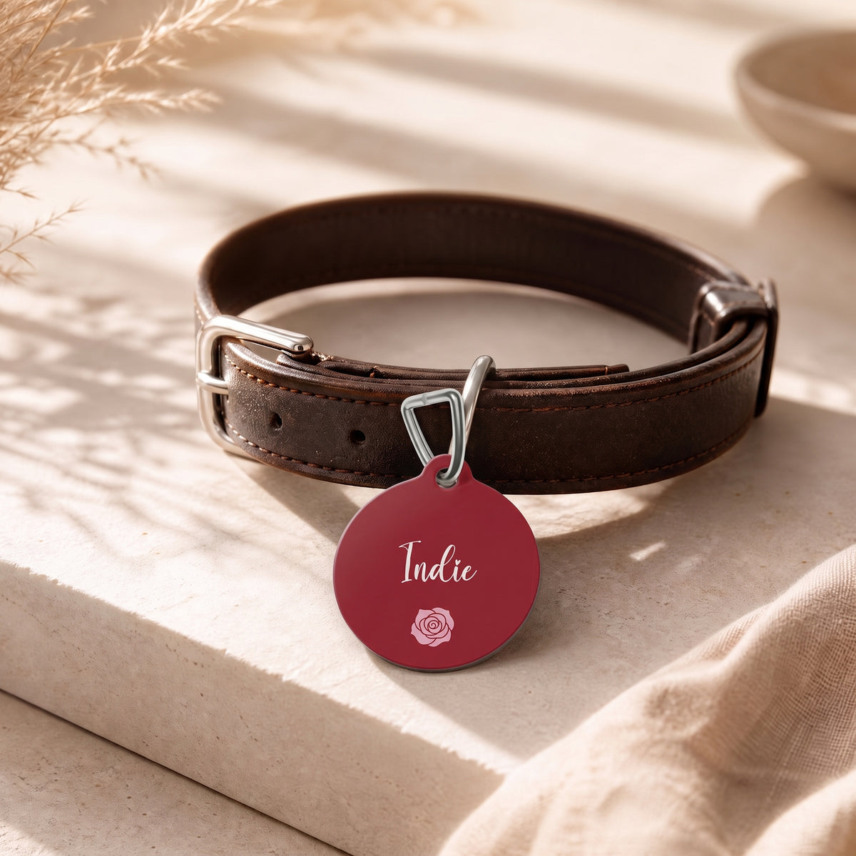P003 red heart Name pet tag | Personalized Contact Info ID Tag