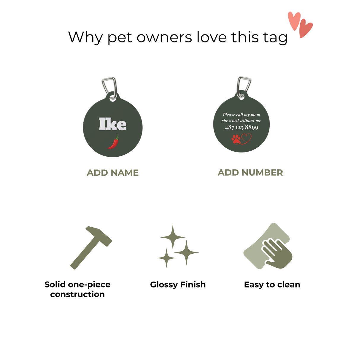 P004 green peper Name pet tag | Personalized Contact Info ID Tag