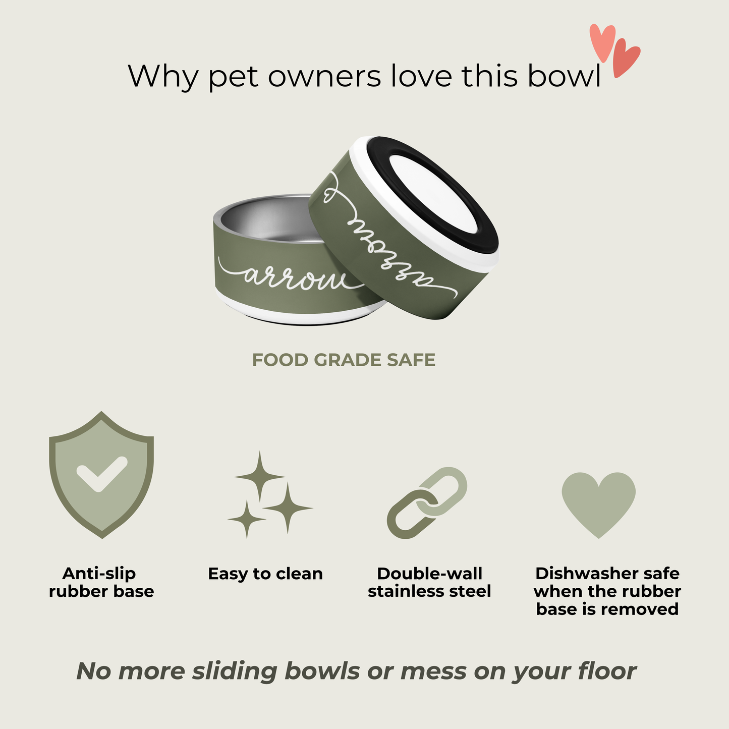 Personalized Olive Green Dog Bowl