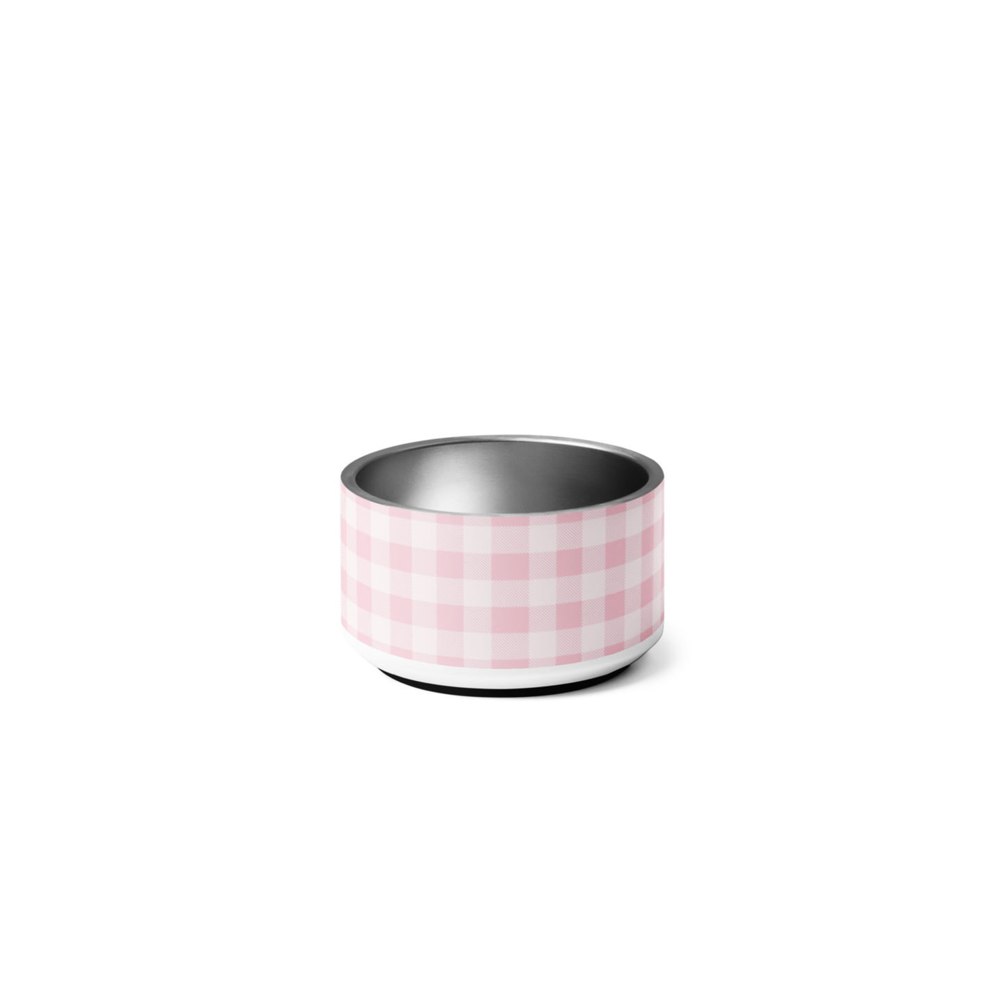 Personalized Pink Checkered Dog Bowl