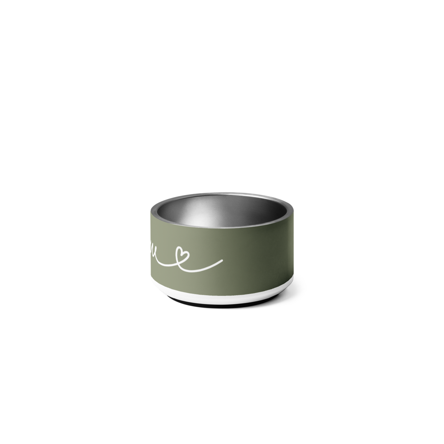 Personalized olive green dog bowl with custom name
