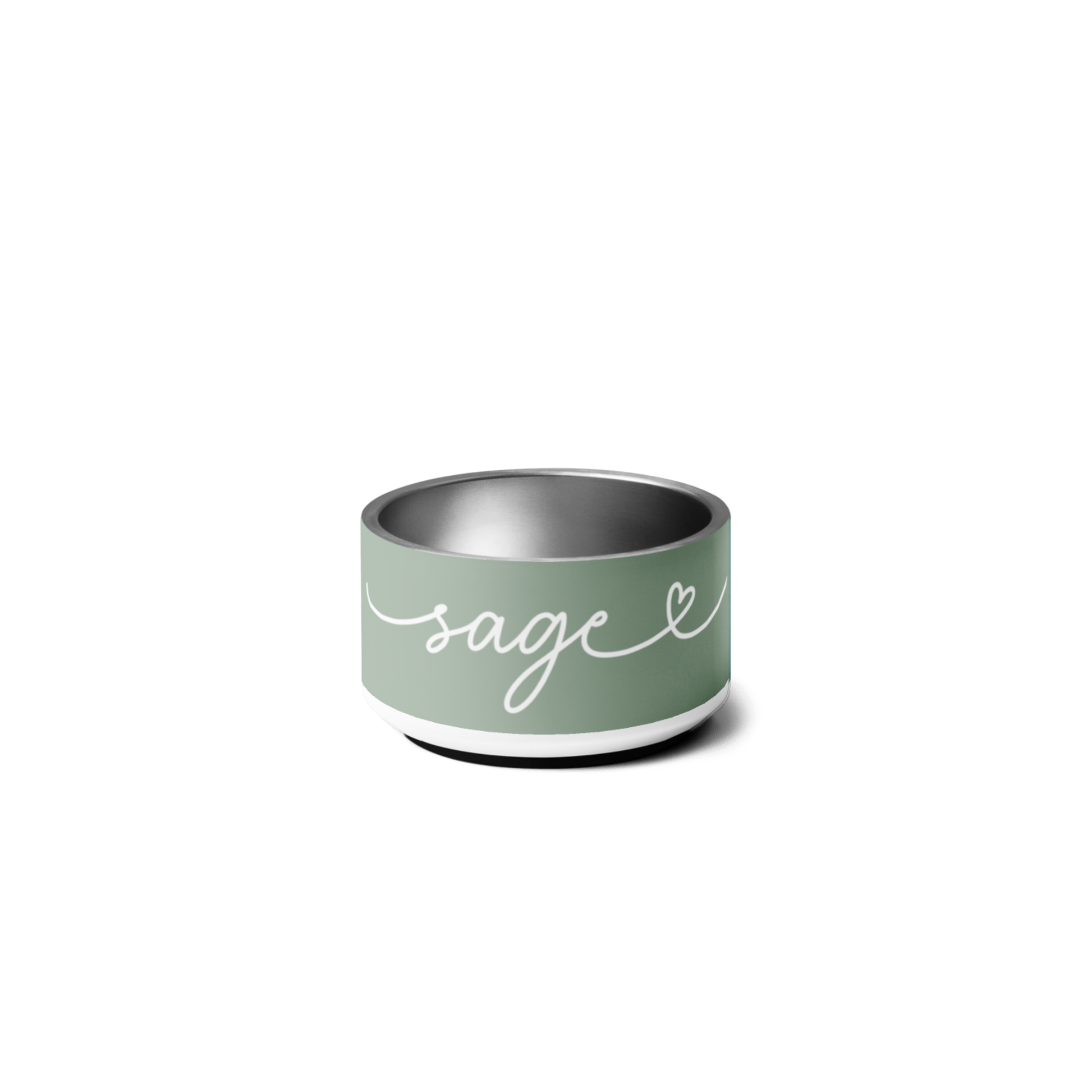 Personalized sage green dog bowl with custom name