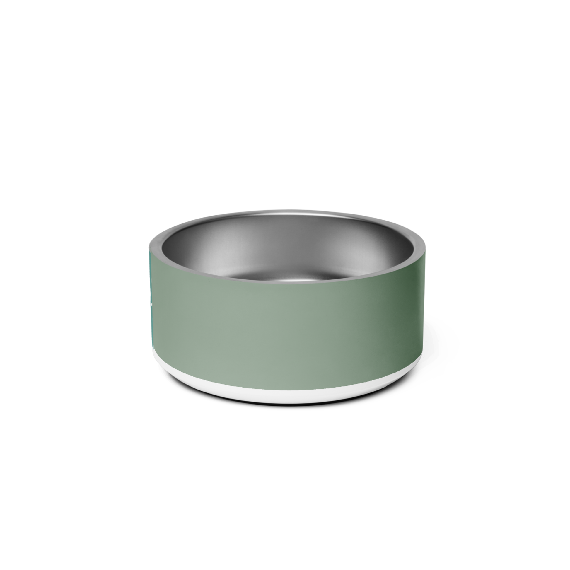 Personalized sage green dog bowl - top view