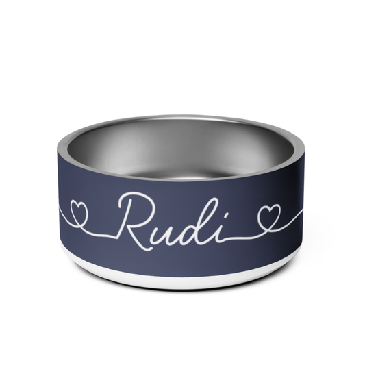 Personalized Navy Blue Dog Bowl