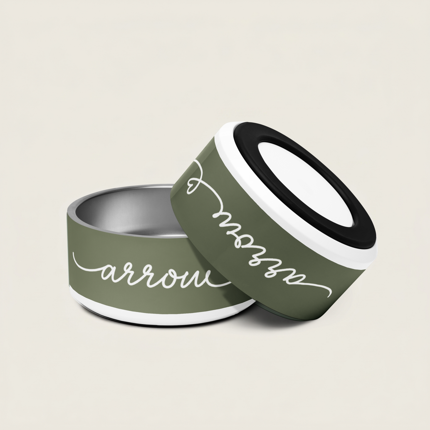 Personalized Olive Green Dog Bowl