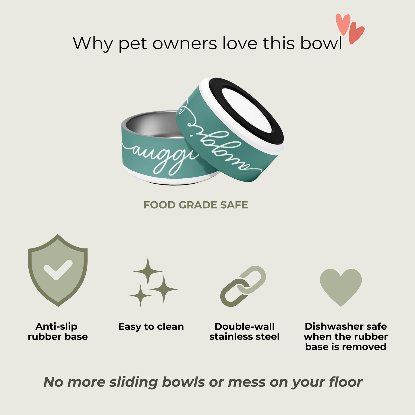 Personalized Jade Green Dog Bowl