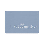 Dusty Blue Personalized Dog Food Mat – Custom Name Pet Bowl Mat