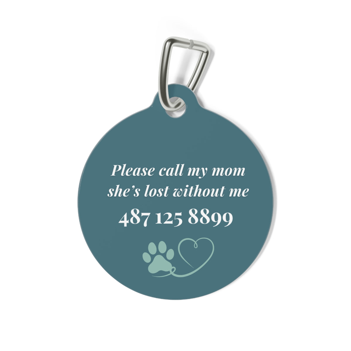 Back of the Halloween pet tag with personalized contact information