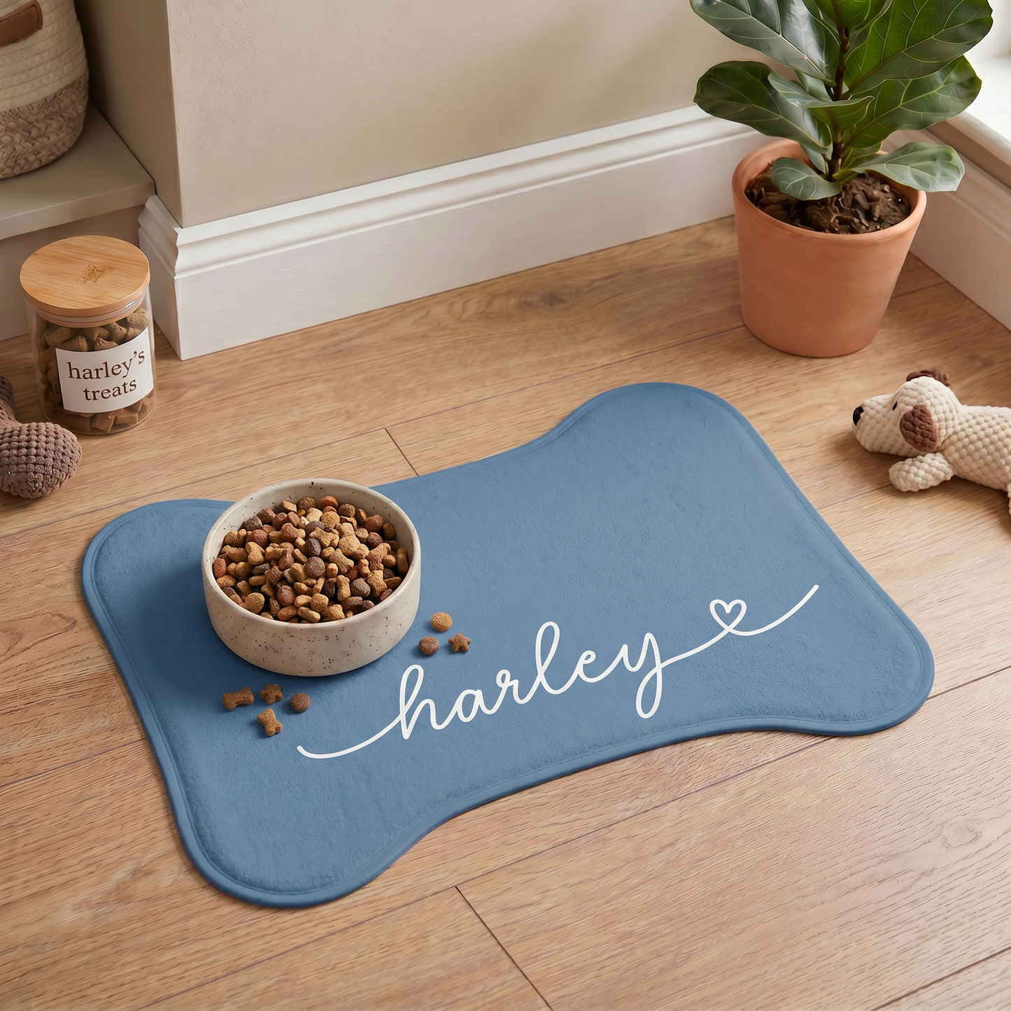 Personalized Jeans Blue Dog Food Mat