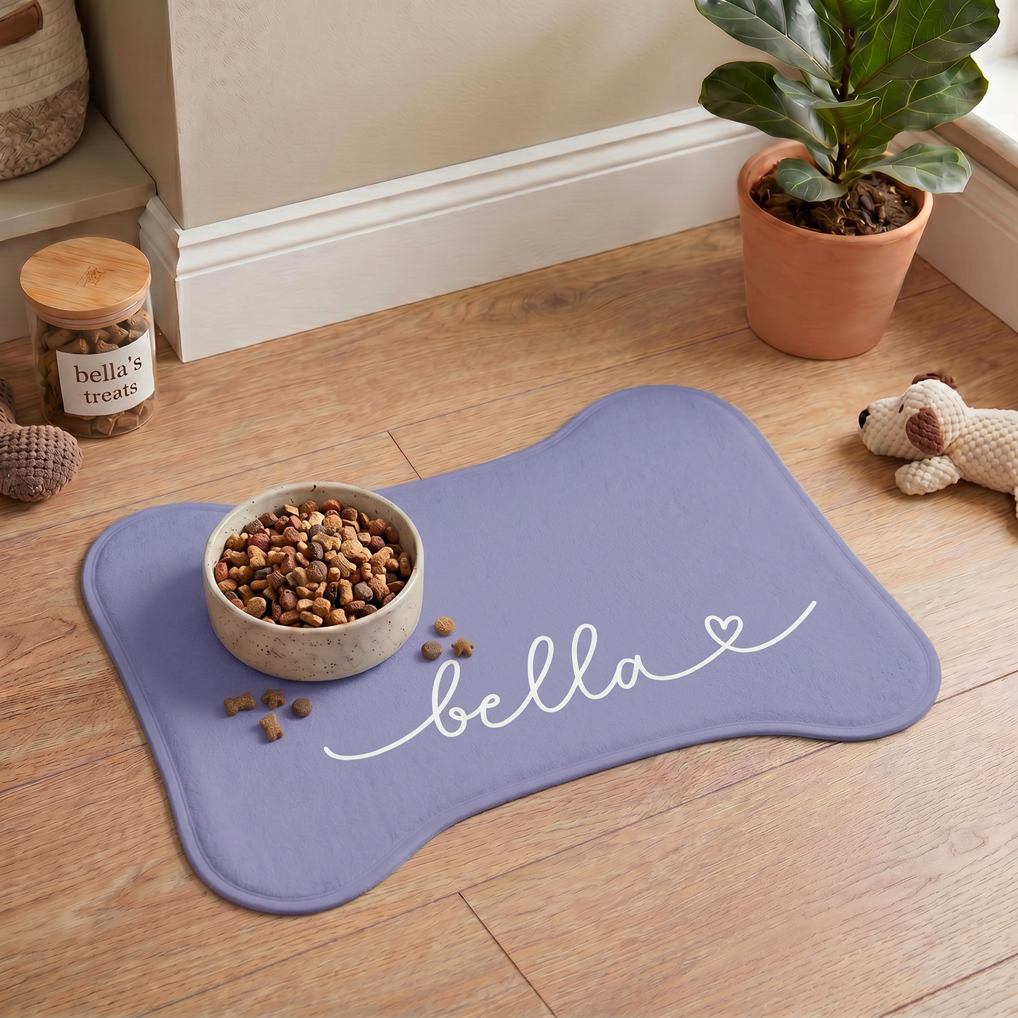 Personalized Lavender Dog Food Mat