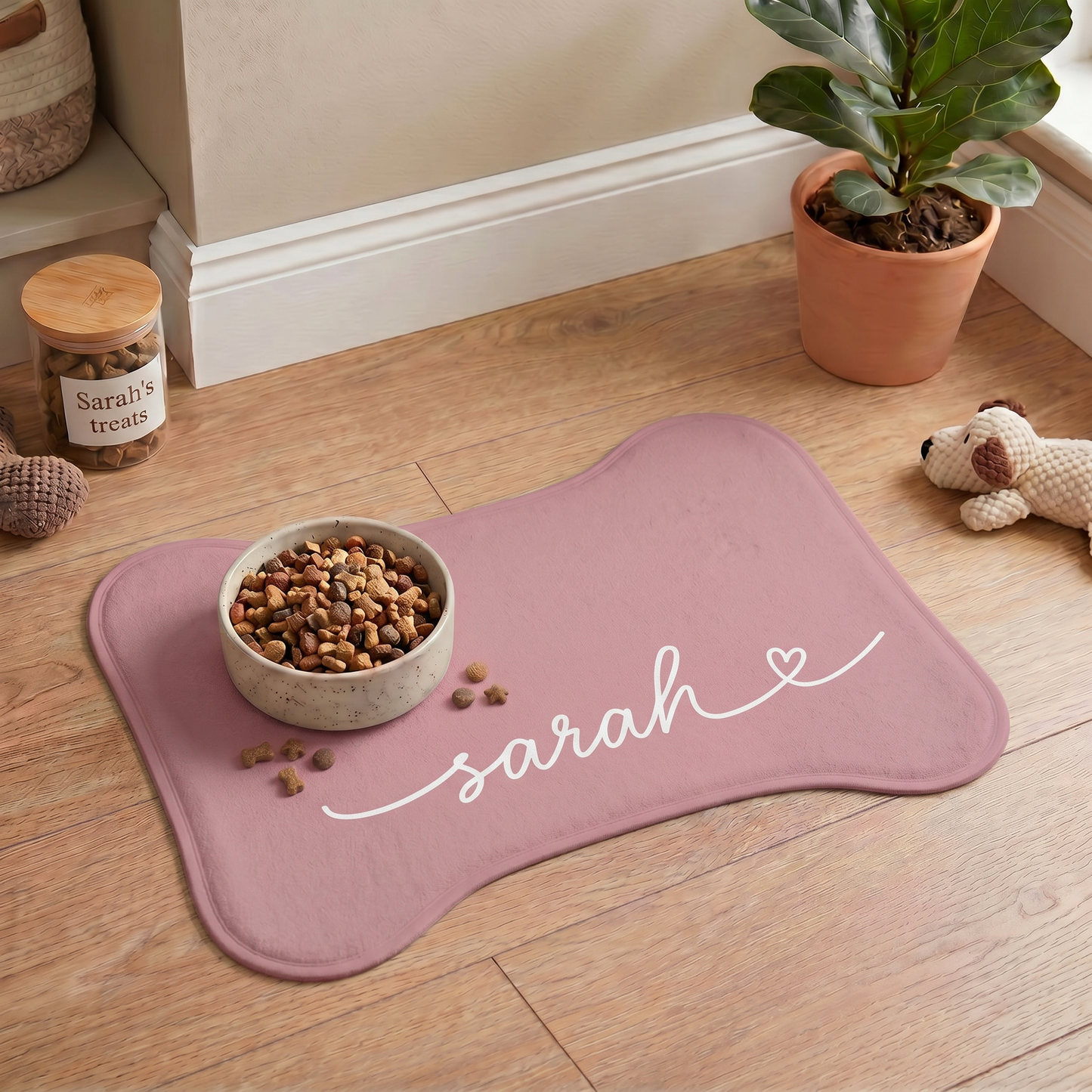 Personalized Mauve Dog Food Mat