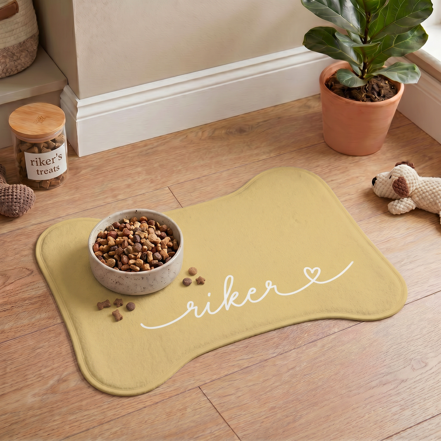 Personalized Lemon Dog Food Mat