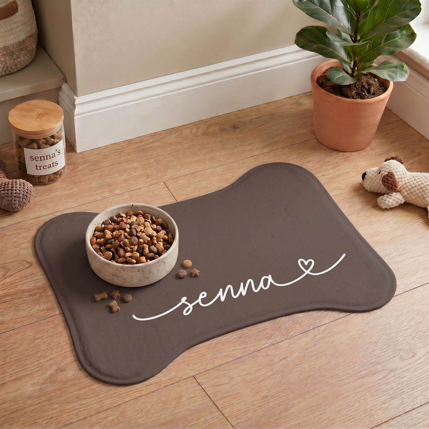 Personalized Chocolate Dog Food Mat