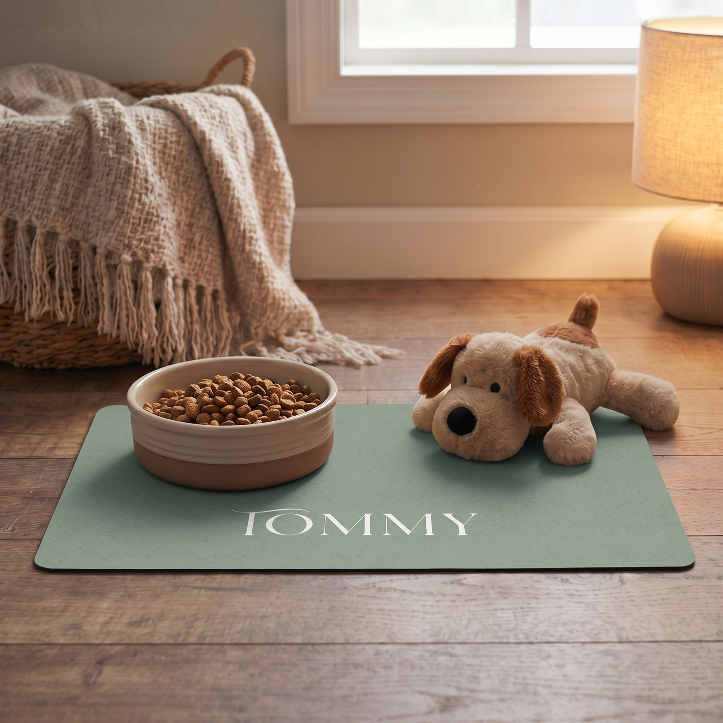 Personalized Midnight Blue Dog Food Mat | Custom Dog Placemat
