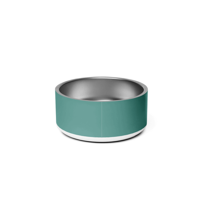 Back of the 32 oz jade green personalized dog bowl