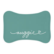 Jade Personalized Dog Bowl Mat – Bone Shaped Pet Feeding Mat