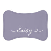 Lavender Personalized Dog Bowl Mat – Bone Shaped Pet Feeding Mat
