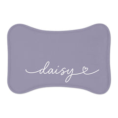 Lavender Personalized Dog Bowl Mat – Bone Shaped Pet Feeding Mat