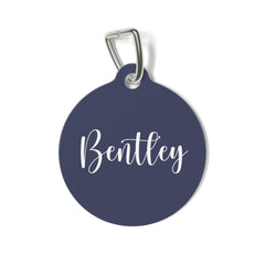Navy Blue Personalized Dog Tag – Custom Name Pet ID Tag