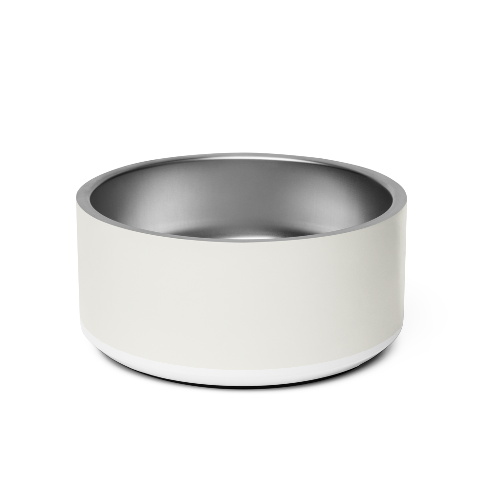 Back of the 32 oz off-white personalized dog bowl