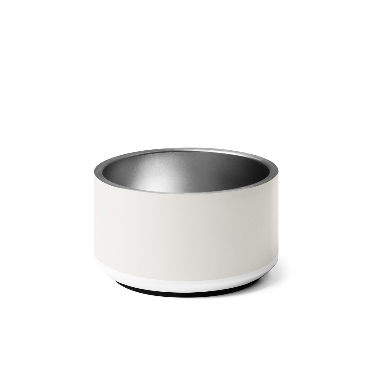 Back of the off-white modern personalized dog bowl 18 oz