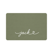 Olive Green Personalized Dog Food Mat – Custom Name Pet Bowl Mat