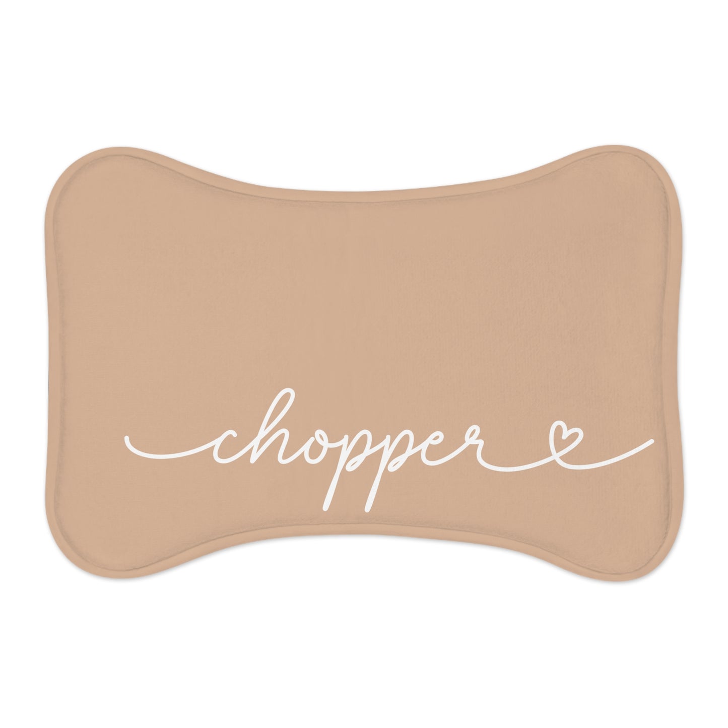 Personalized taupe dog placemat – size reference small and large