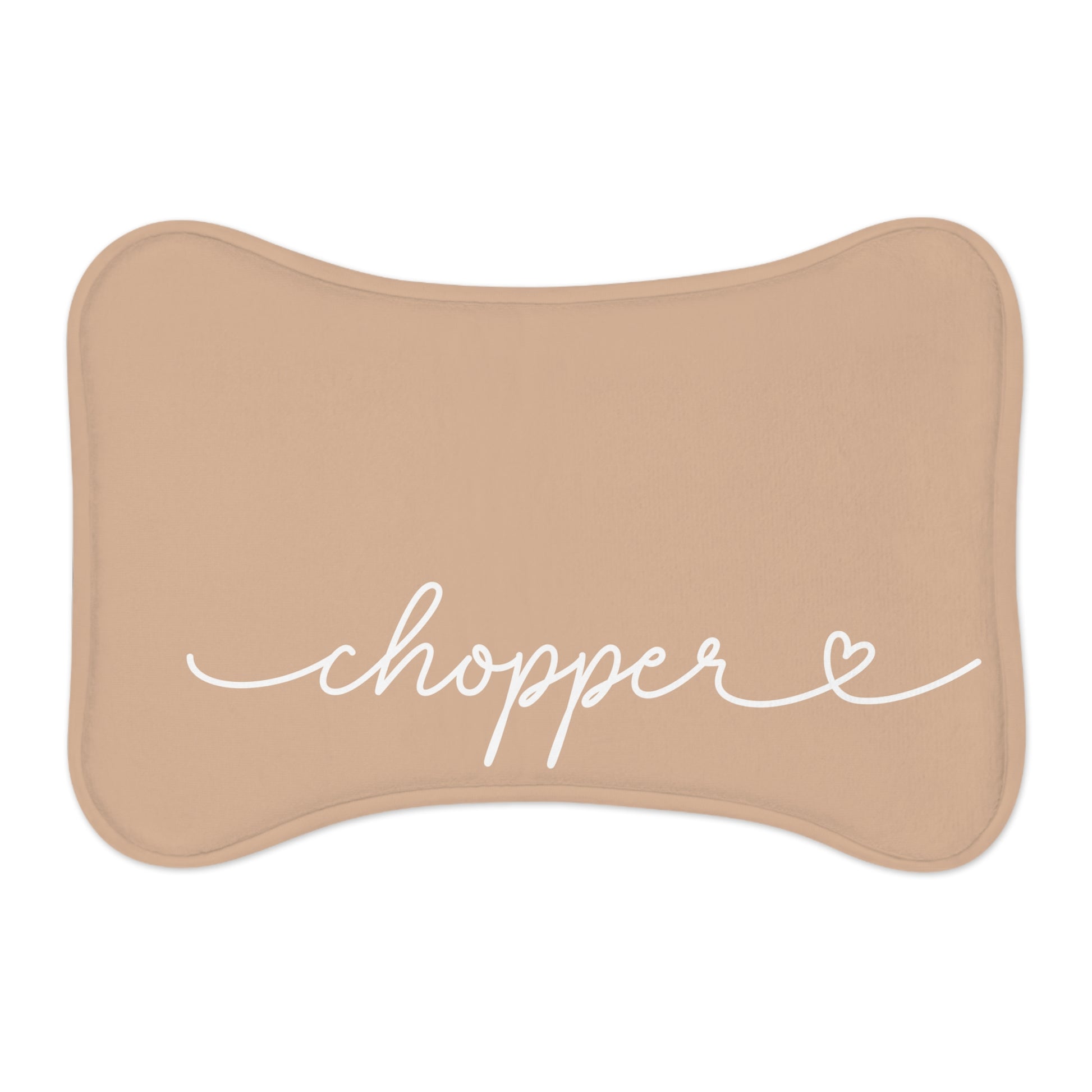Personalized taupe dog placemat – size reference small and large