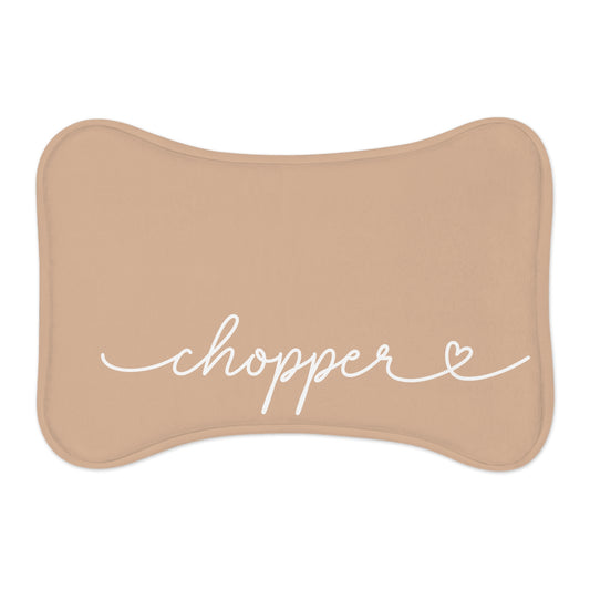 Personalized taupe dog placemat – size reference small and large