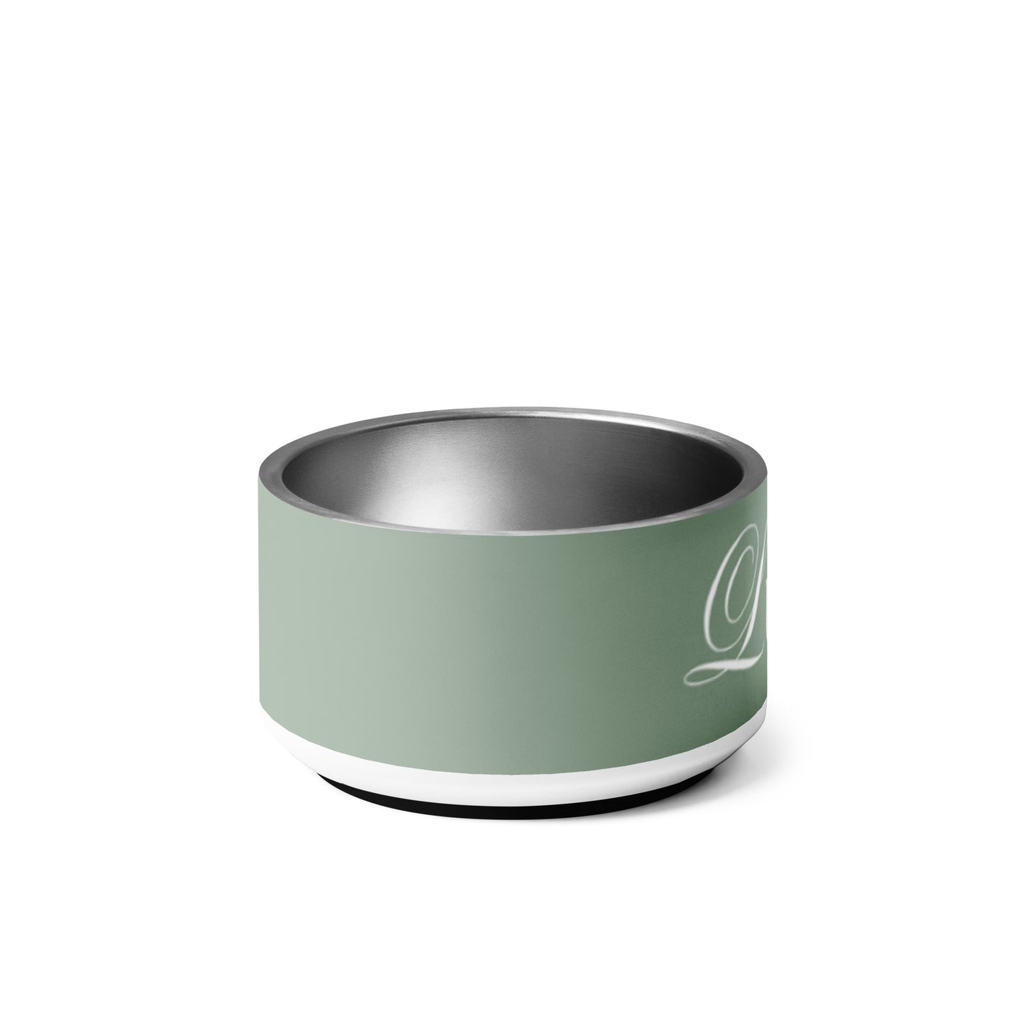 Personalized thyme green dog bowl, 18 oz, right side view