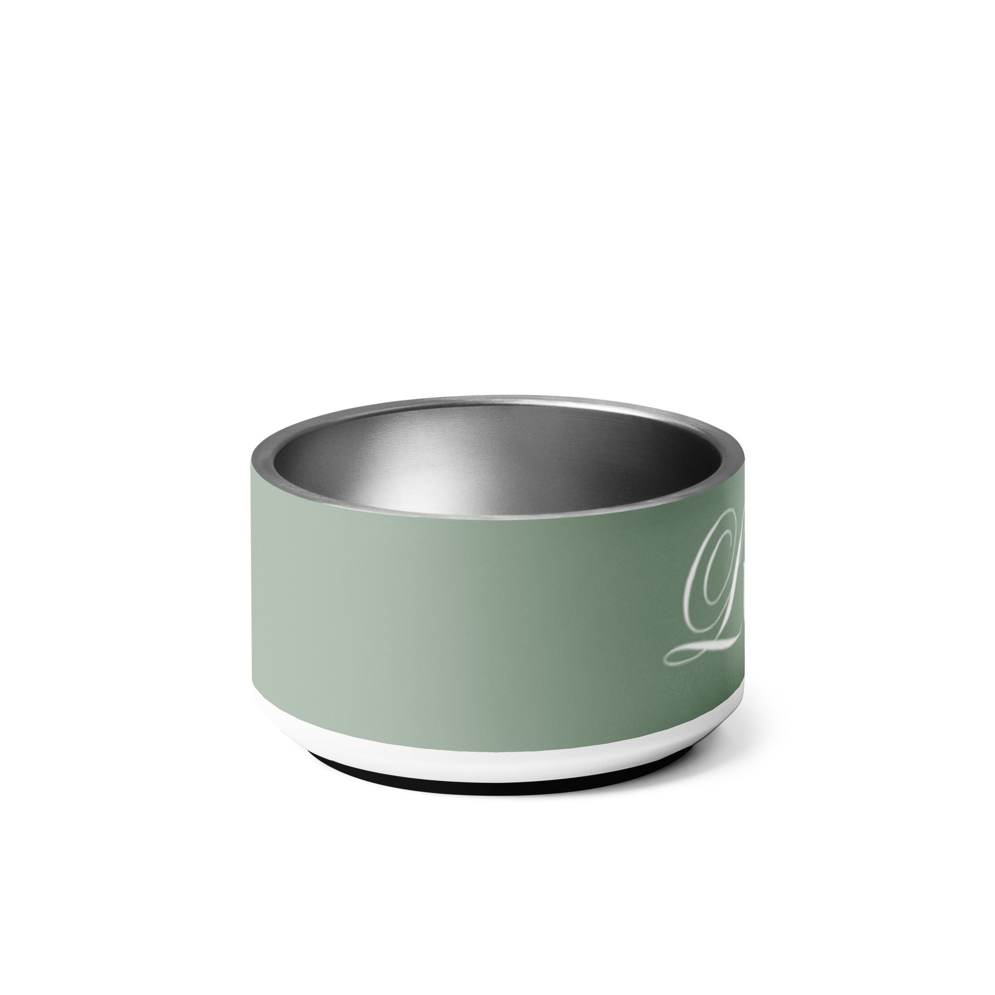 Personalized thyme green dog bowl, 18 oz, right side view