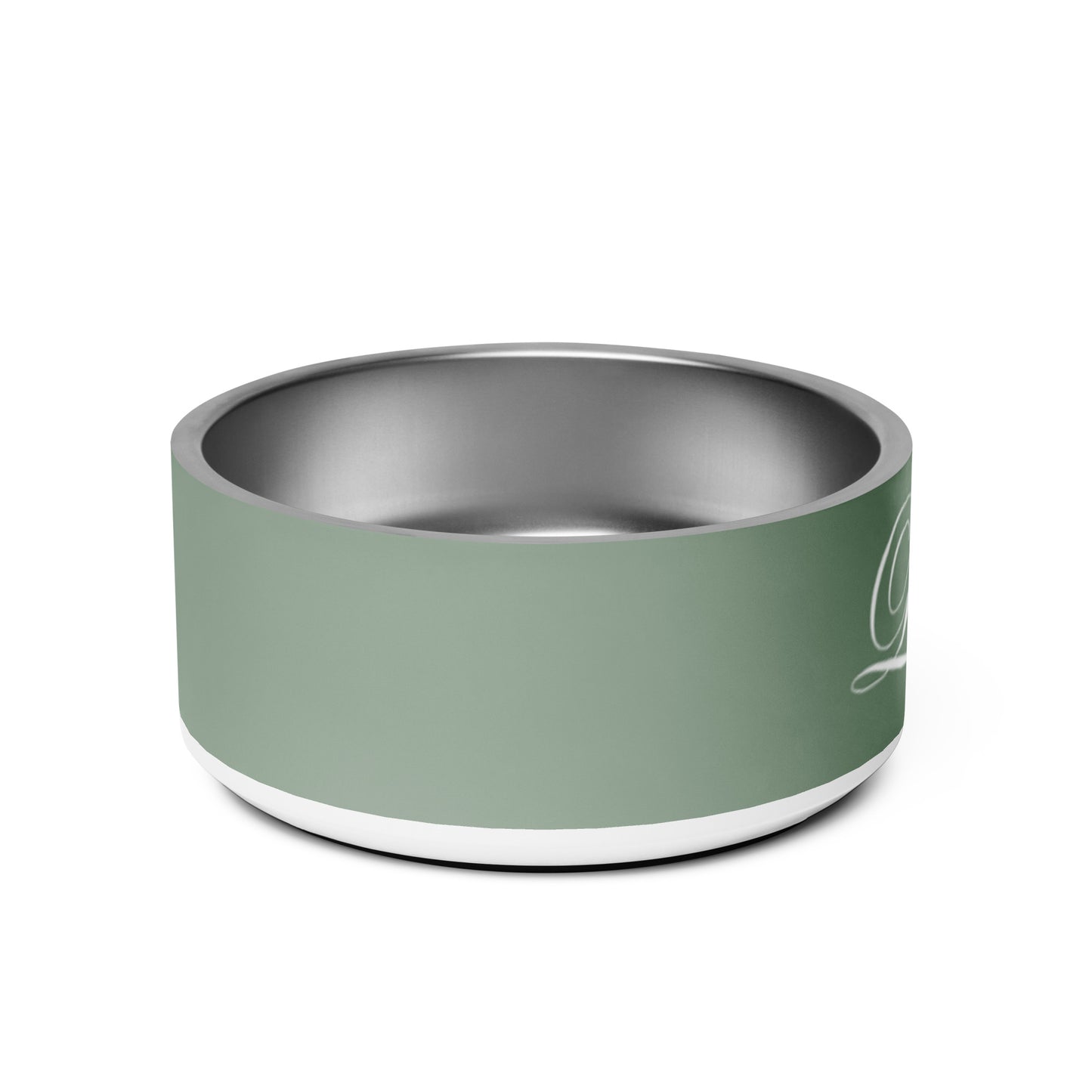 Personalized thyme green dog bowl, 32 oz, right side view