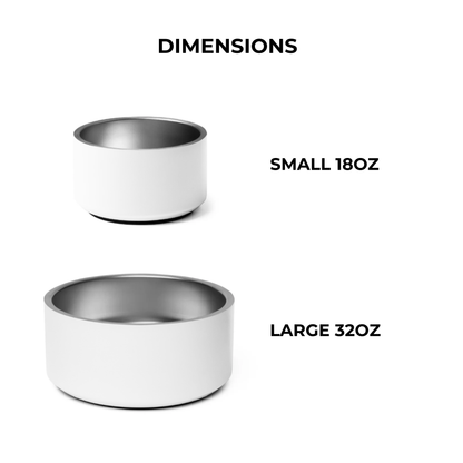 Personalized dog bowl size guide: 18 oz (532 ml) and 32 oz (946 ml)